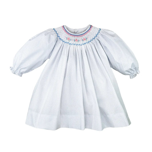 Bishop Smocked Long Sleeve Dress Set | Blue Dot