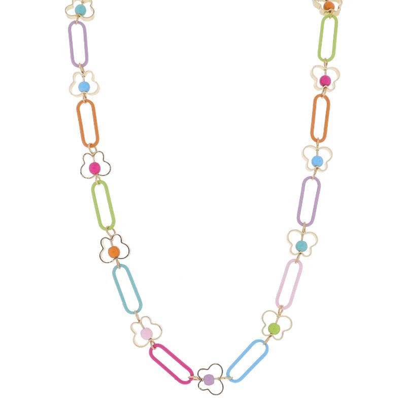 Paperclip Links with Gold Butterflies Necklace