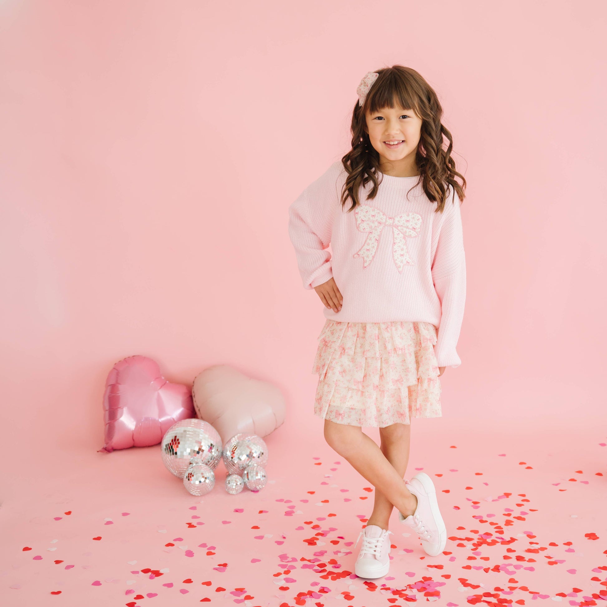 Ditsy Floral Bow Knit Sweater - Kids Boutique Clothing