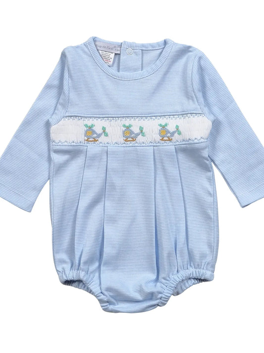 Hand Smocked Helicopters Long Sleeve Bubble