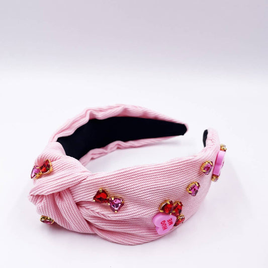 Candy Heart Knot Headband | Candy Pink