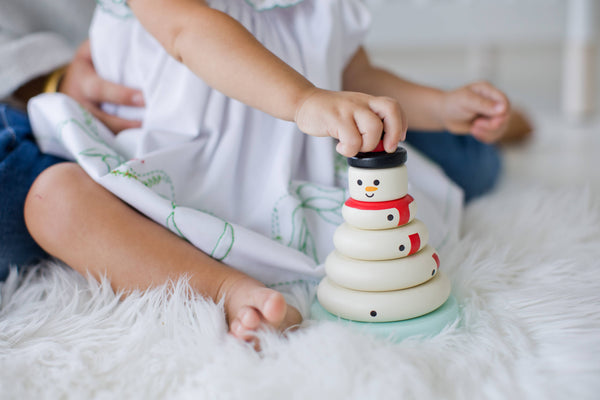 Wooden Snowman Stacking Holiday Toy Set