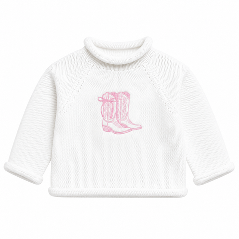 Darling Cowboy Boots Rollneck Sweater | Pink