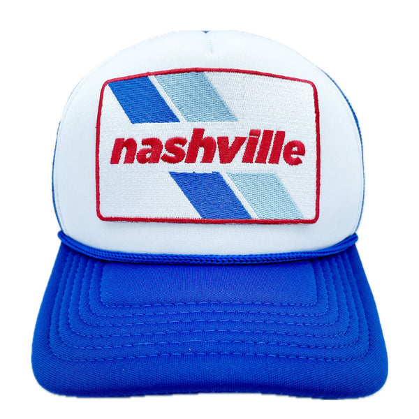 Kids Retro Stripe Nashville Trucker Hat | Light Blue