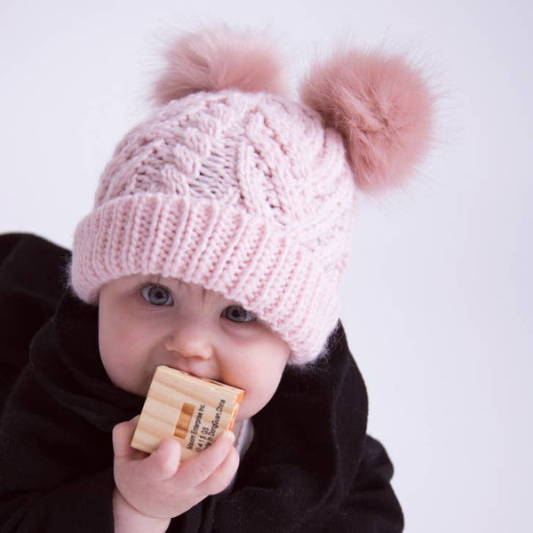 Double Pom Fluffer Beanie Hat | Blush Pink