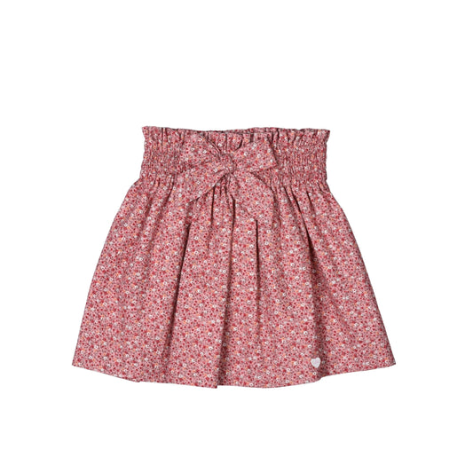 Ermine Cotton Smocked Skirt | Pink Floral