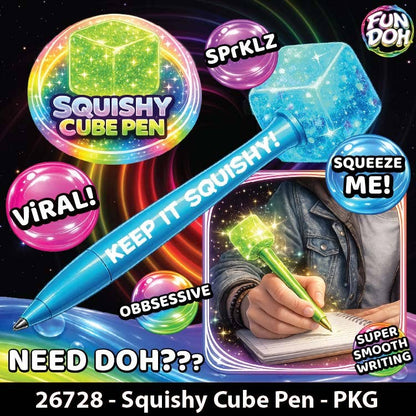 Fun Doh Squishy Cube Toy Pen | Assorted
