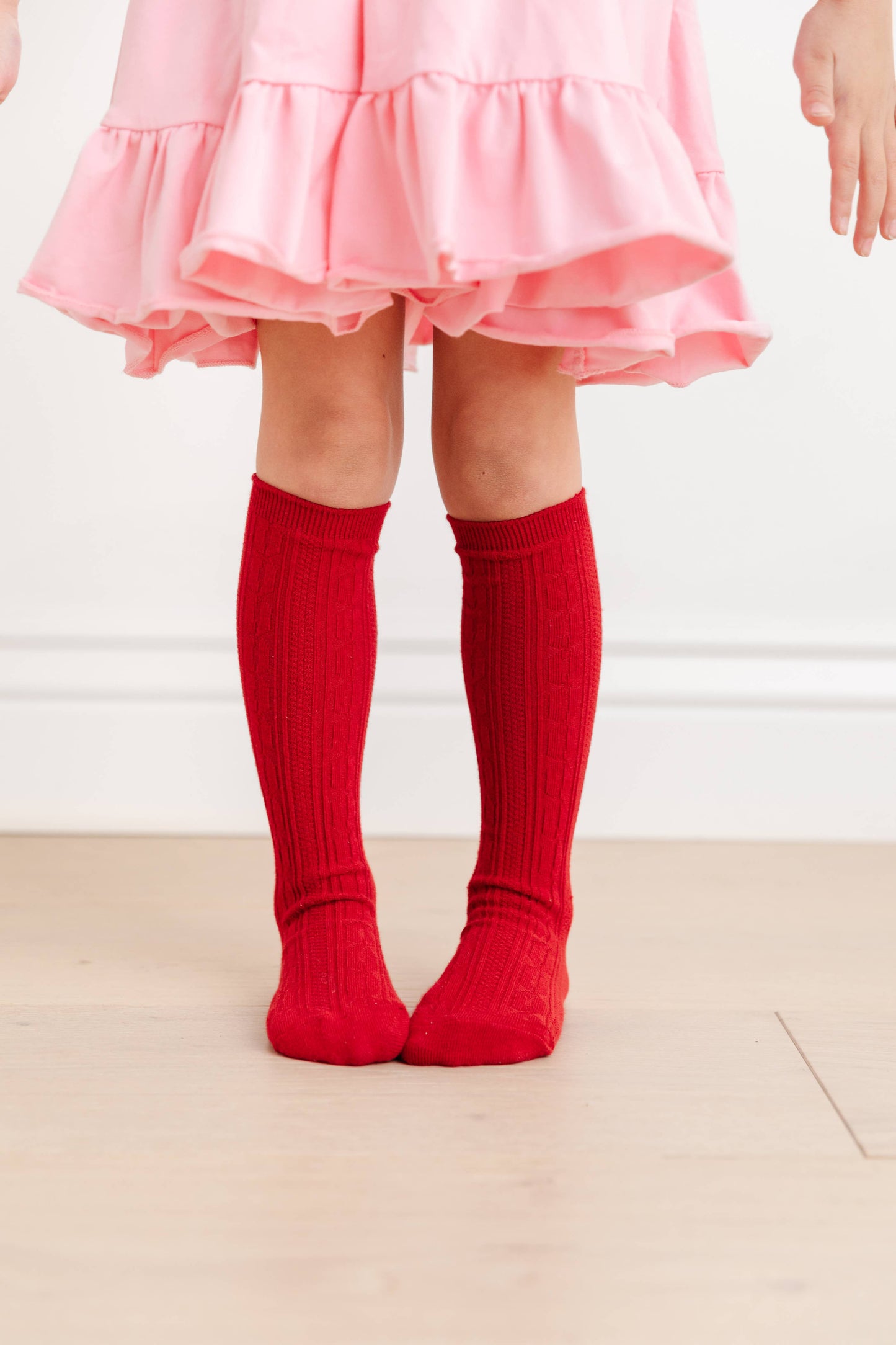 Cherry Cable Knit Knee High Socks