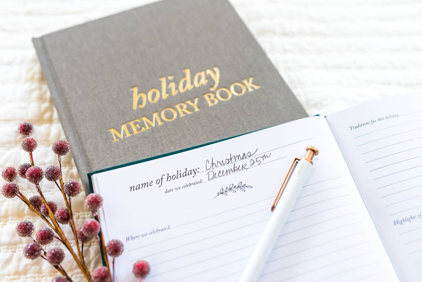 Holiday Memory Book & Family Keepsake | Emerald