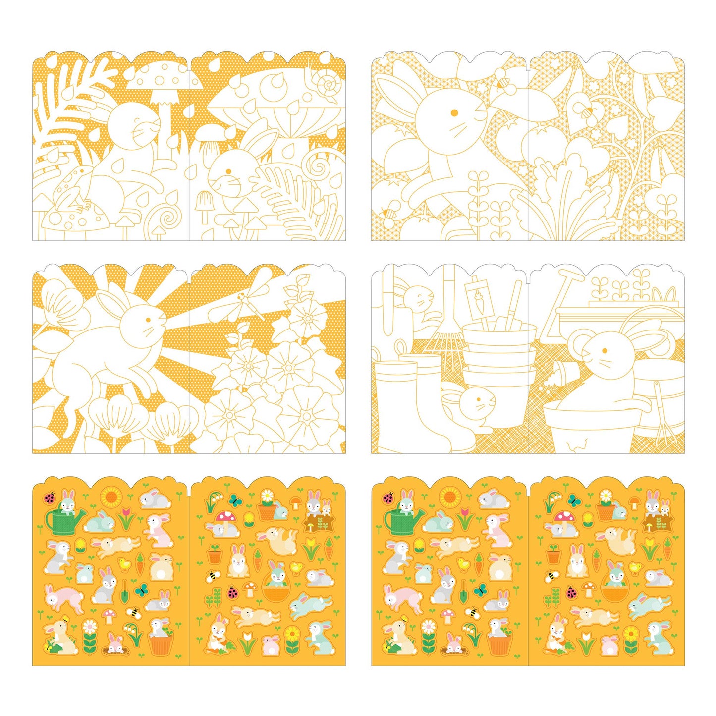 Bunnies Coloring Book + Stickers