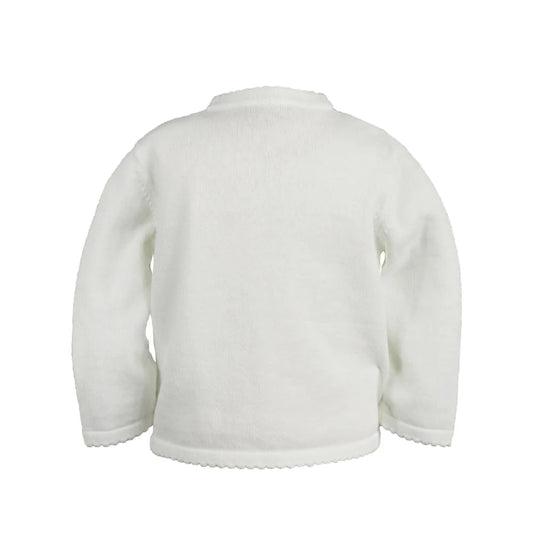 Scallop Edge Knit Cardigan | White