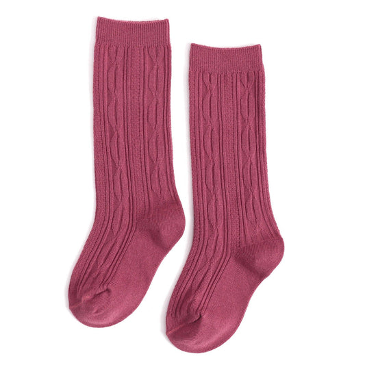 Mulberry Cable Knit Knee High Socks