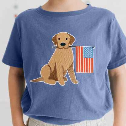 Patriotic Pup Patch Short Sleeve T-Shirt - Fourth of July