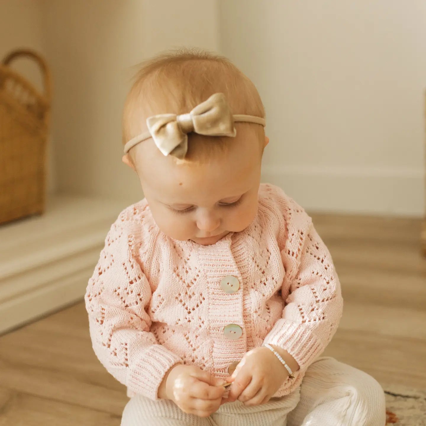 Heart Lace Valentine Cardigan | Blush