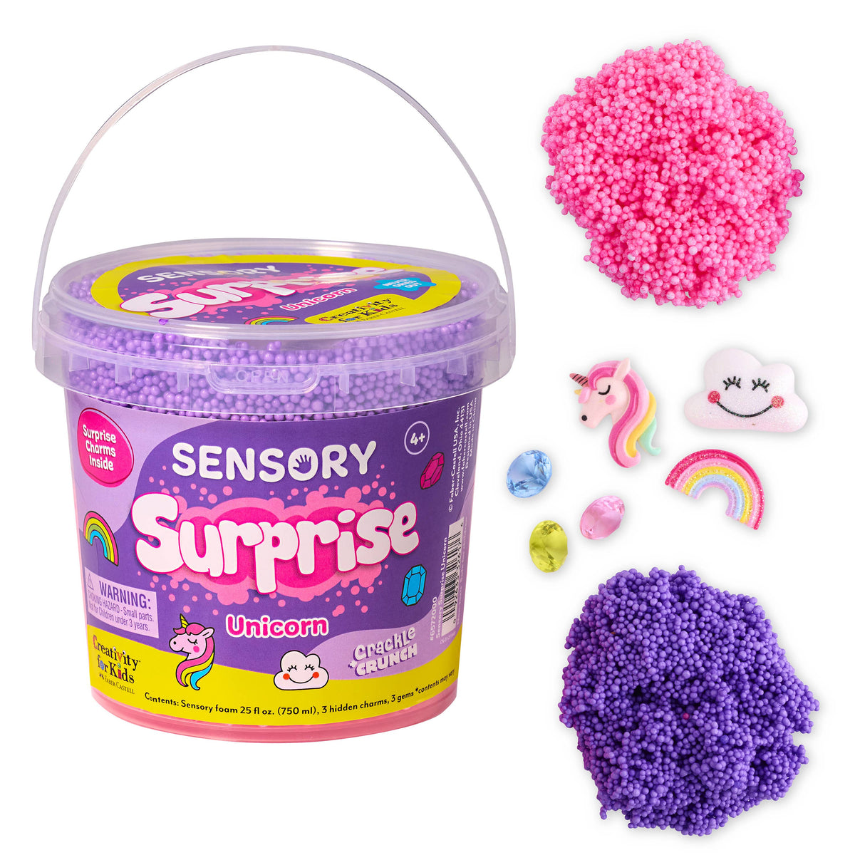 Sensory Surprise Squishy Foam Bucket | Unicorn Charms