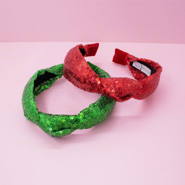 Kid's Sequin Knot Headband | Red