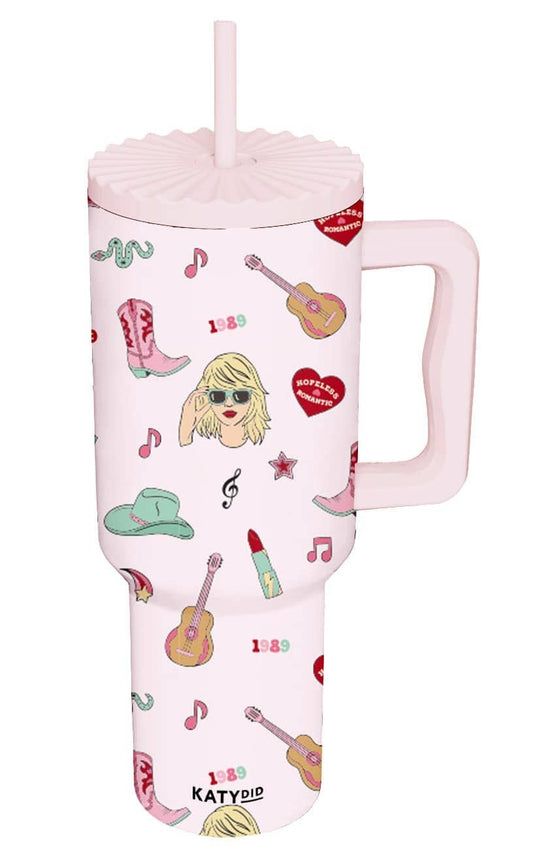 Swiftie Eras Icons Tumbler | Light Pink