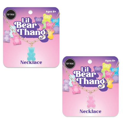 Lil Bear Thang Paperclip Necklace - Pastel Glitter Colors