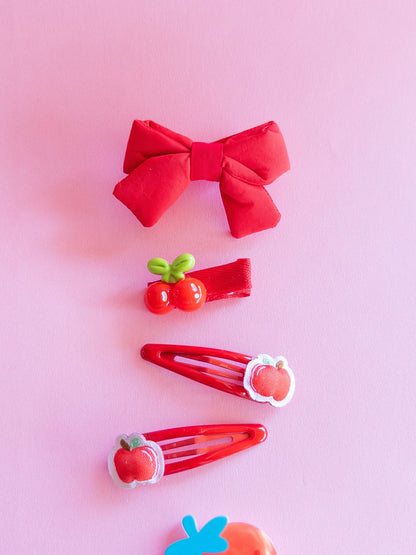 Strawberry Puffy Bow Set