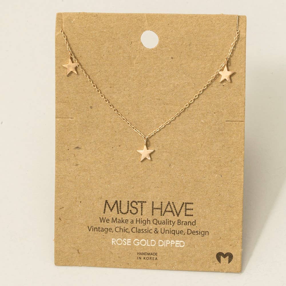 Gold Dipped Dainty Star Station Necklace