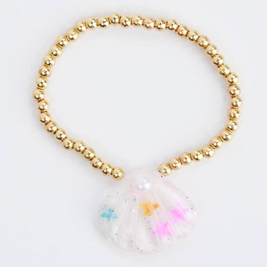 Sea Shell Gold beaded Bracelet | Pink