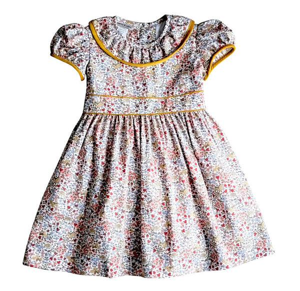 Celine and Lucas Fall Floral Print and corduroy Girl's Dress