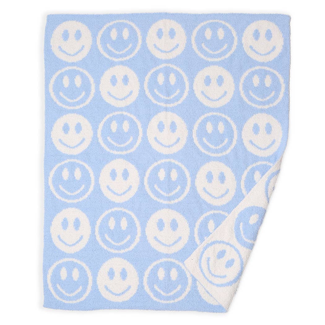 Happy Face Kids Throw Blanket | Blue