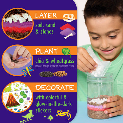 Grow N' Glow Dinosaur Terrarium | DIY Craft Kit for Kids