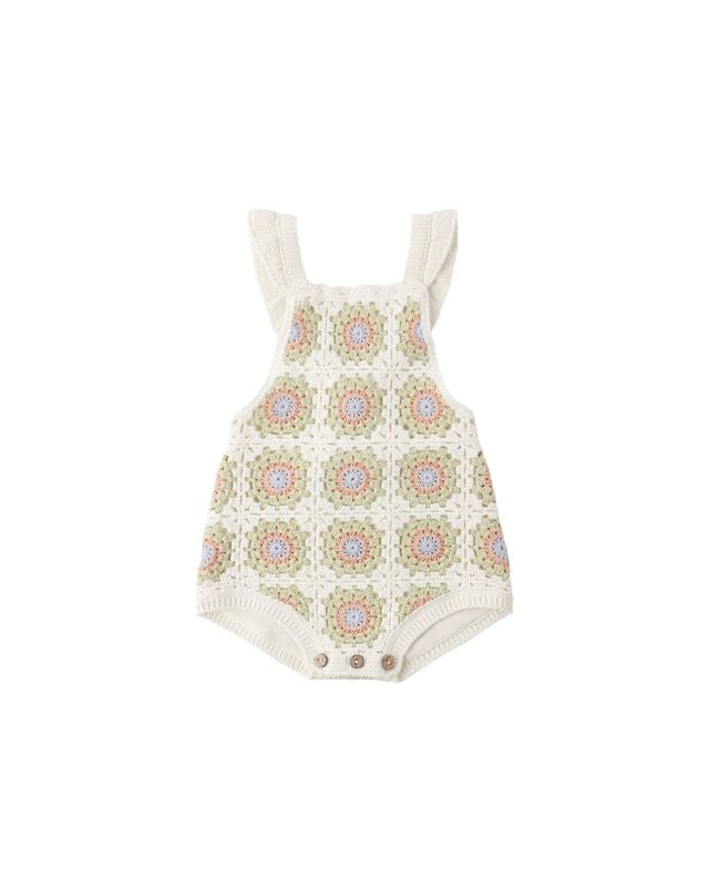 CROCHET ROMPER CITRON DAISY CHECK