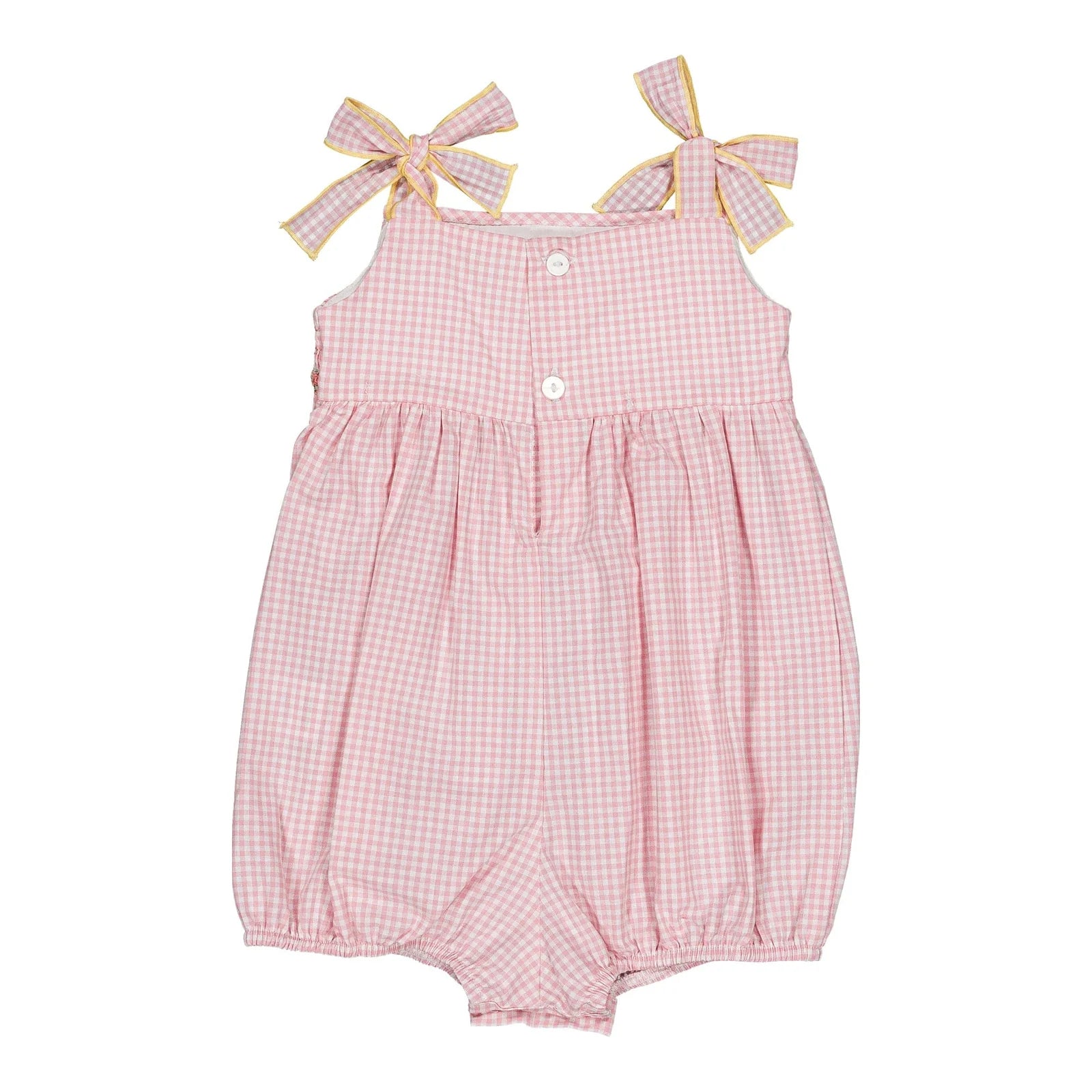 Francine Smocked Romper I Candy Pink Small Gingham