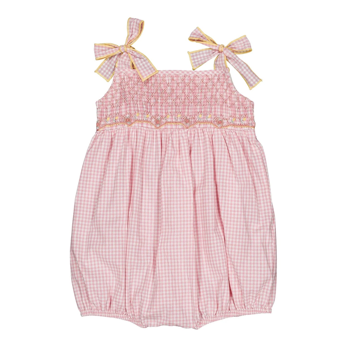 Francine Smocked Romper I Candy Pink Small Gingham