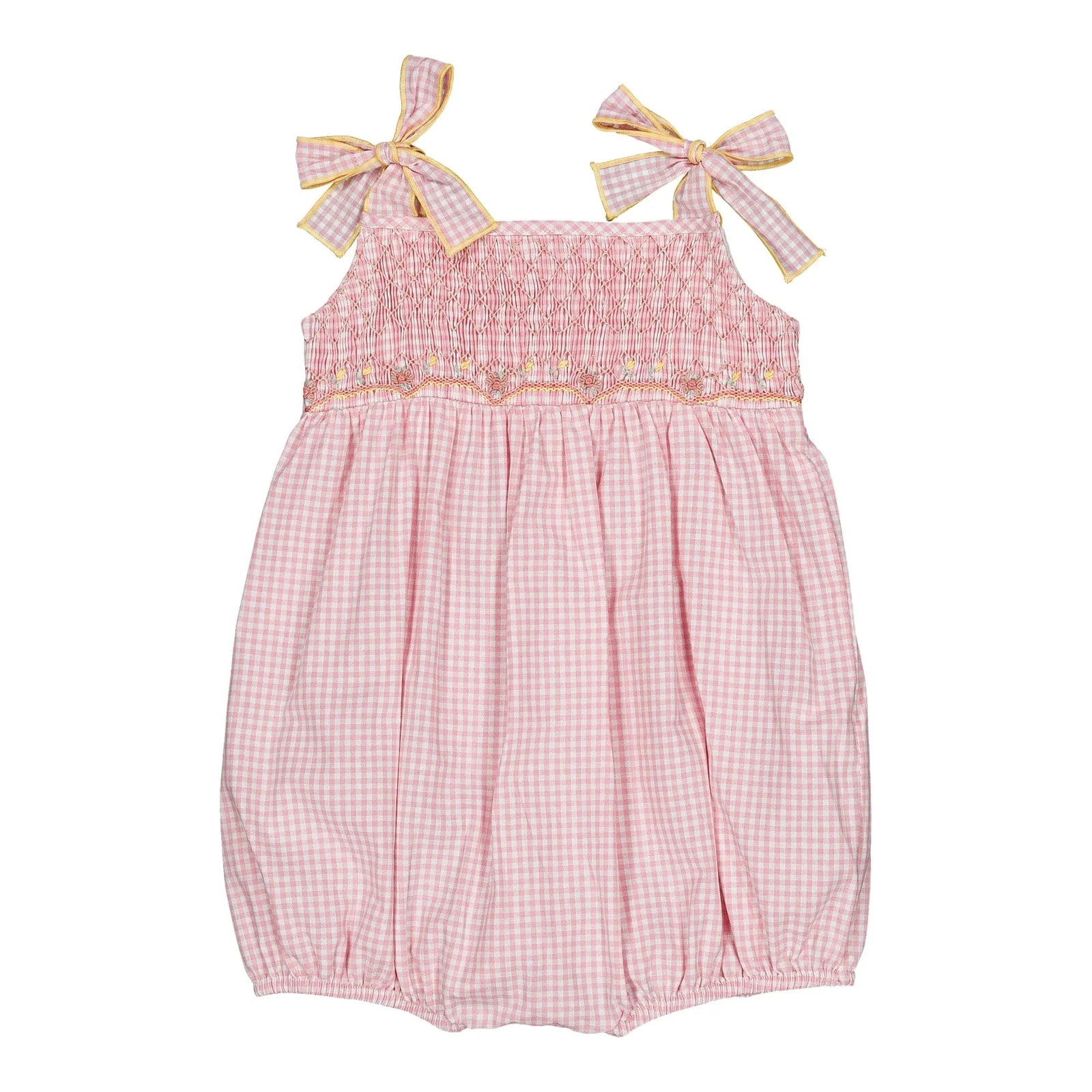 Francine Smocked Romper I Candy Pink Small Gingham