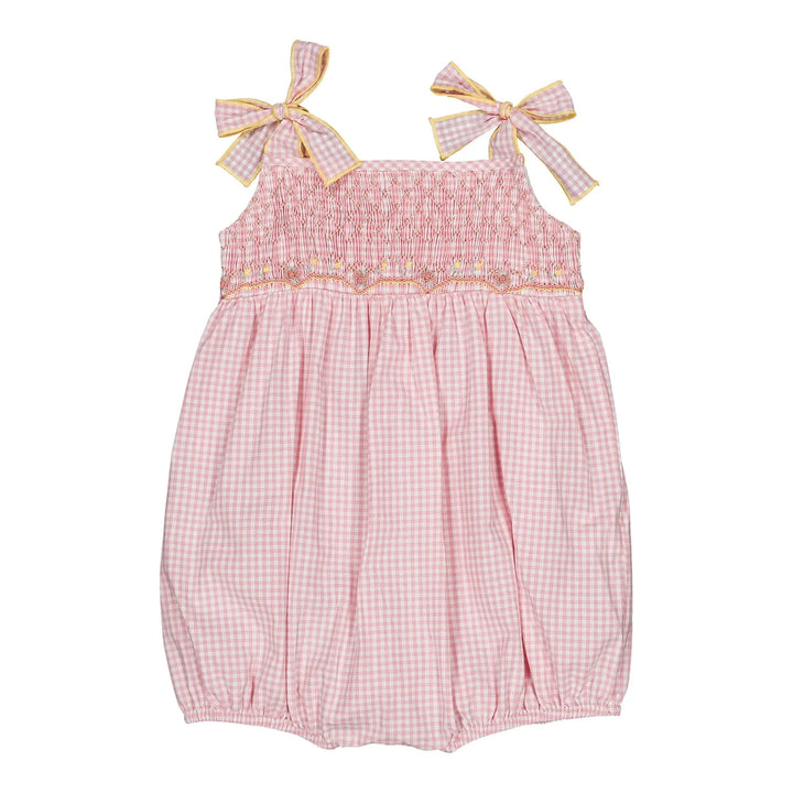 Francine Smocked Romper I Candy Pink Small Gingham
