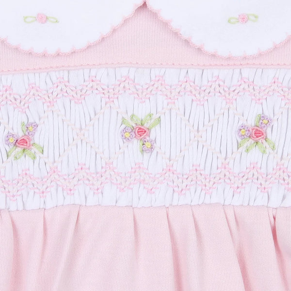 Freya and Finn Smocked Collared Footie | Pink