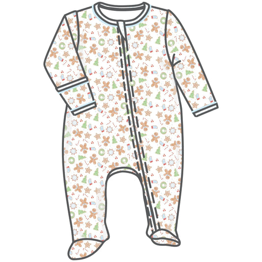 Frosted Wonderland Zipper Footie | Light Blue