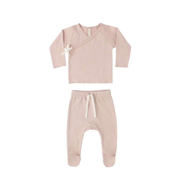 WRAP TOP + FOOTED PANT SET BLUSH