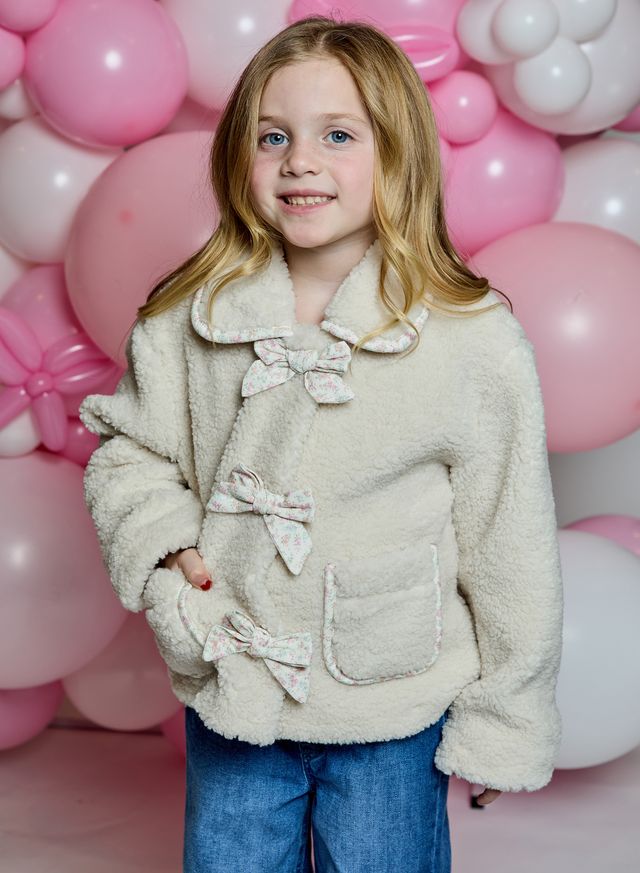 Sherpa Jacket with Floral Bows