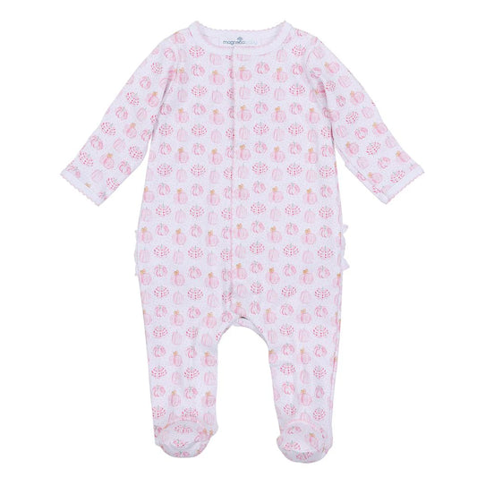 Precious Pumpkins Printed Ruffle Footie | Pink
