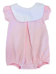 Pink Pima Bib Bubble with White Piping