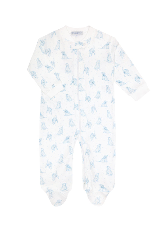 Zipper Footie | Blue Puppy Love