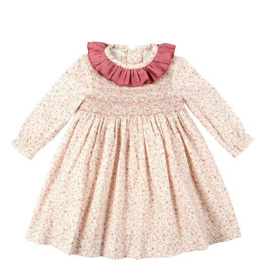 Julia Hand Smocked Dress | Ivory & Pink Floral