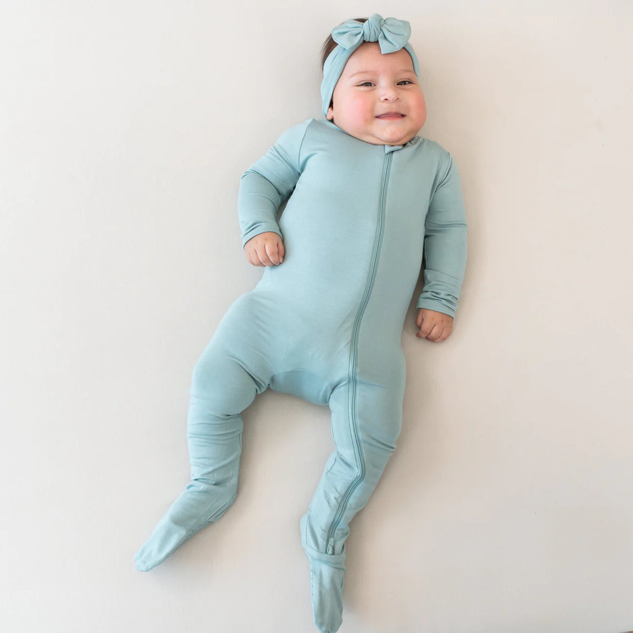 Kyte Baby Zippered Bamboo Footie | Glacier