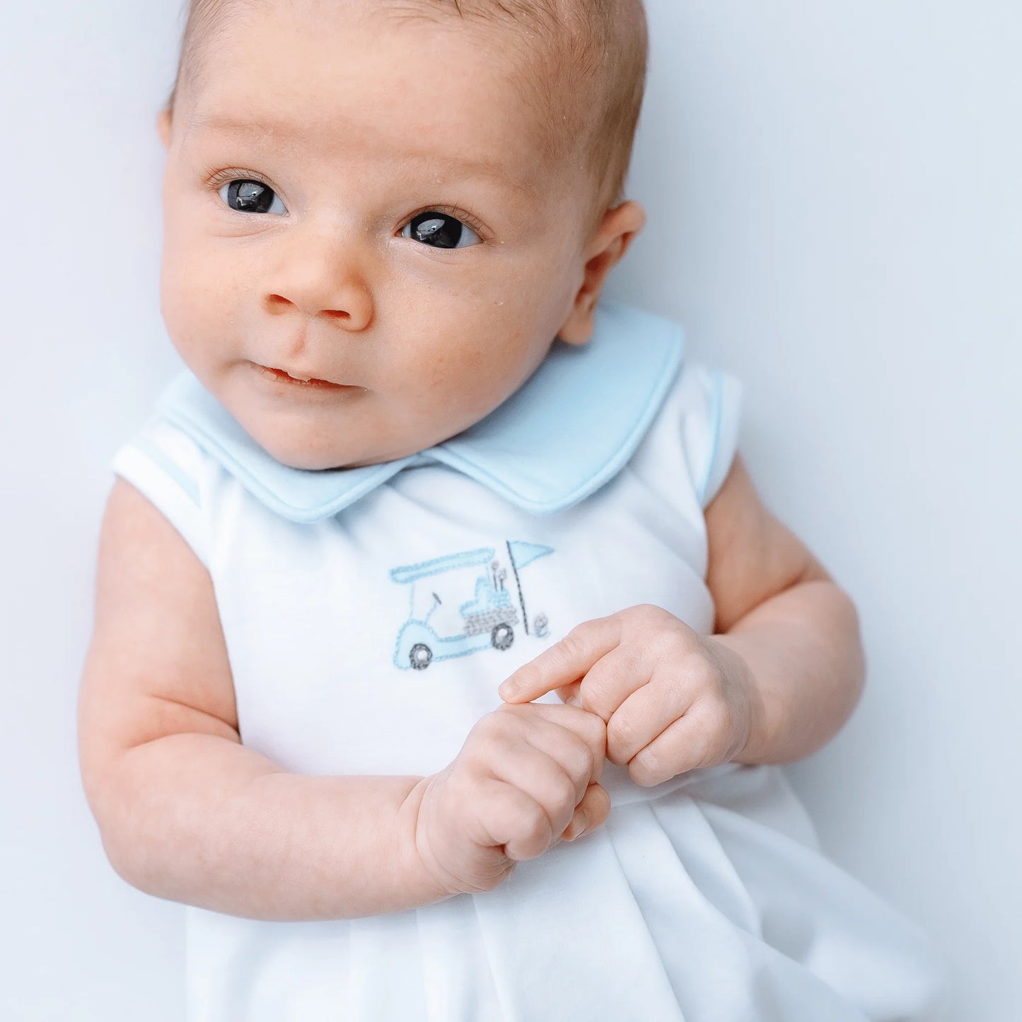 Little Golfer Collared Bubble I Light Blue