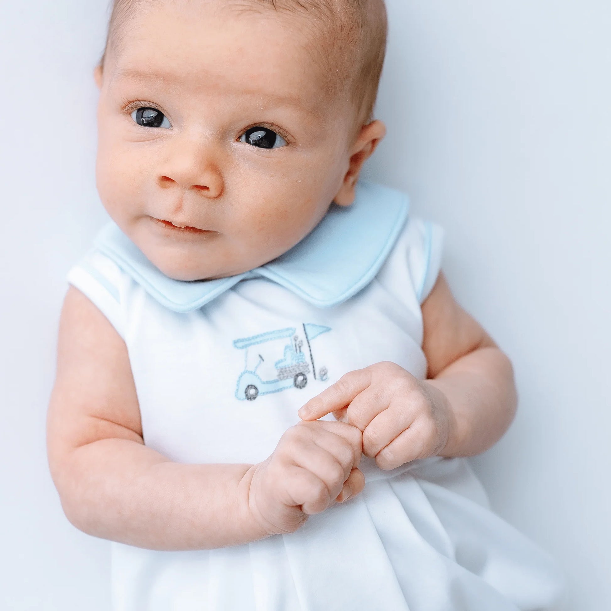 Little Golfer Collared Bubble I Light Blue