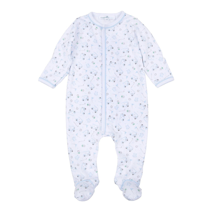 Little Golfer Print Footie I Light Blue