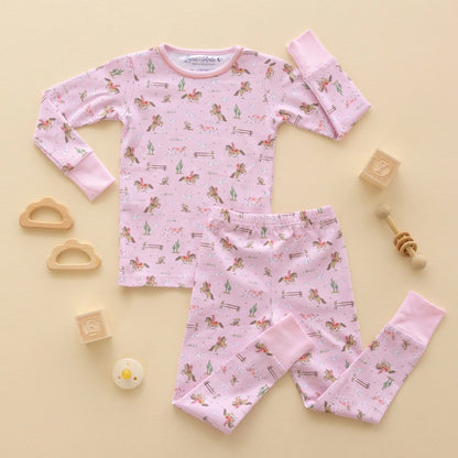 Little Wranglers Long Pajamas | Dusty Rose