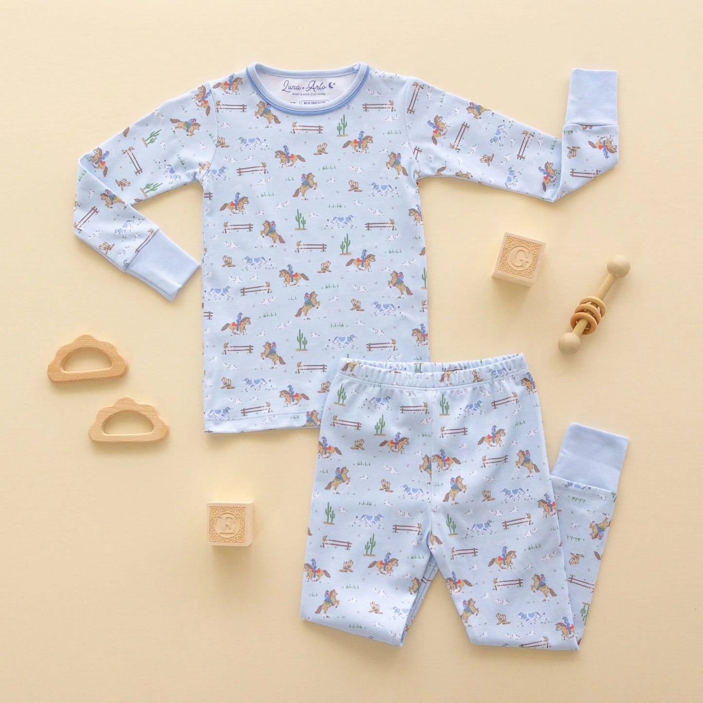 Little Wranglers Long Pajamas | Sky