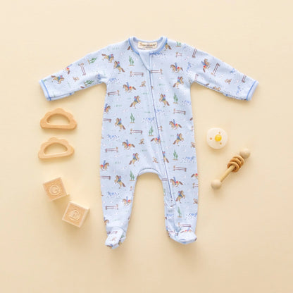 Little Wranglers Zip Footie | Sky
