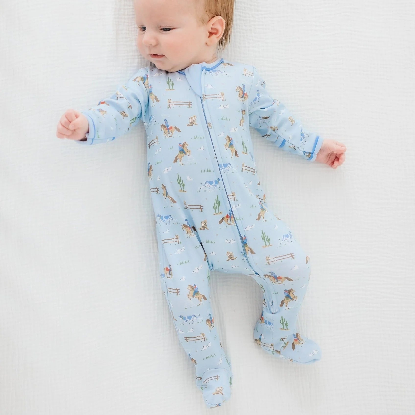 Little Wranglers Zip Footie | Sky