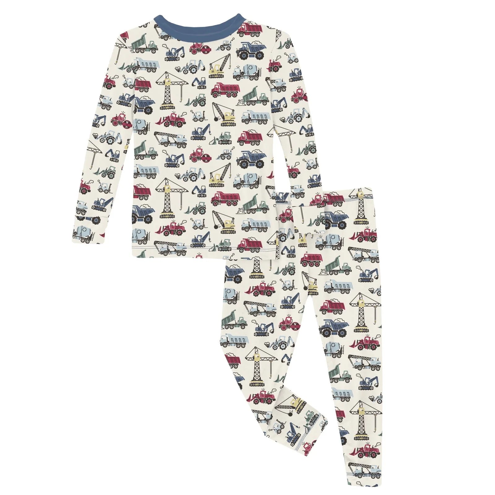 Print Long Sleeve Pajama Set | Construction Trucks